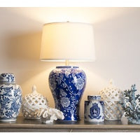 Trellis Table Lamp with White Shade